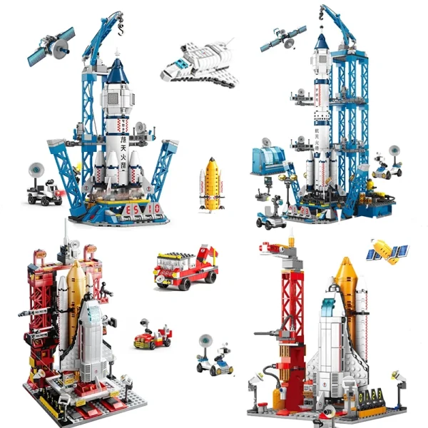 Space Shuttle Building Block Manned Rocket Launching Pad Moon Base Model DIY Brick Toys For Kids Gift Assembly Set Christma